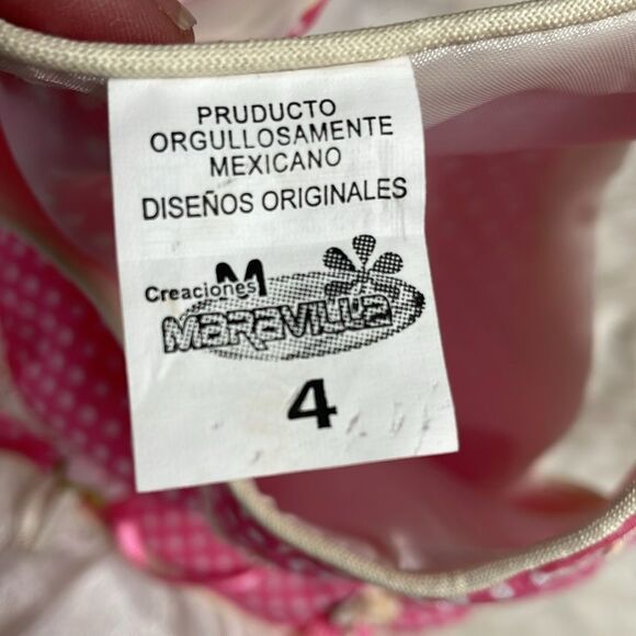 MARAVILL2 Girls Pink and White Polka Dot Tulle Fancy Dress Size 4 - Picture 7 of 8